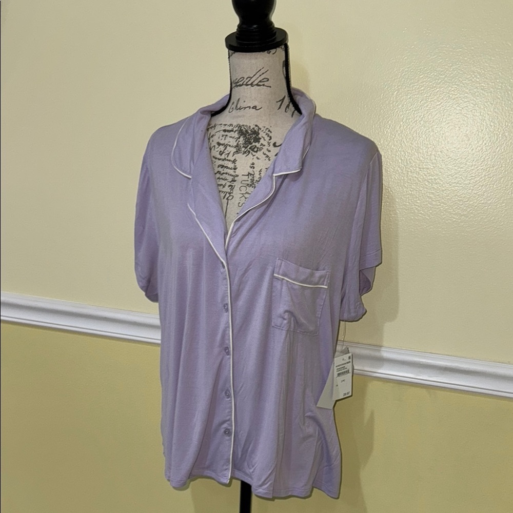 Lavender Button-Up Pajama Top and bottom 2pc new size XL